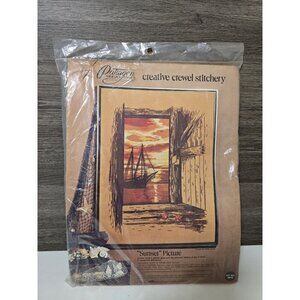 Paragon Vintage Needle Craft Creative Crewel Stitchery Sunset Picture 0918 New